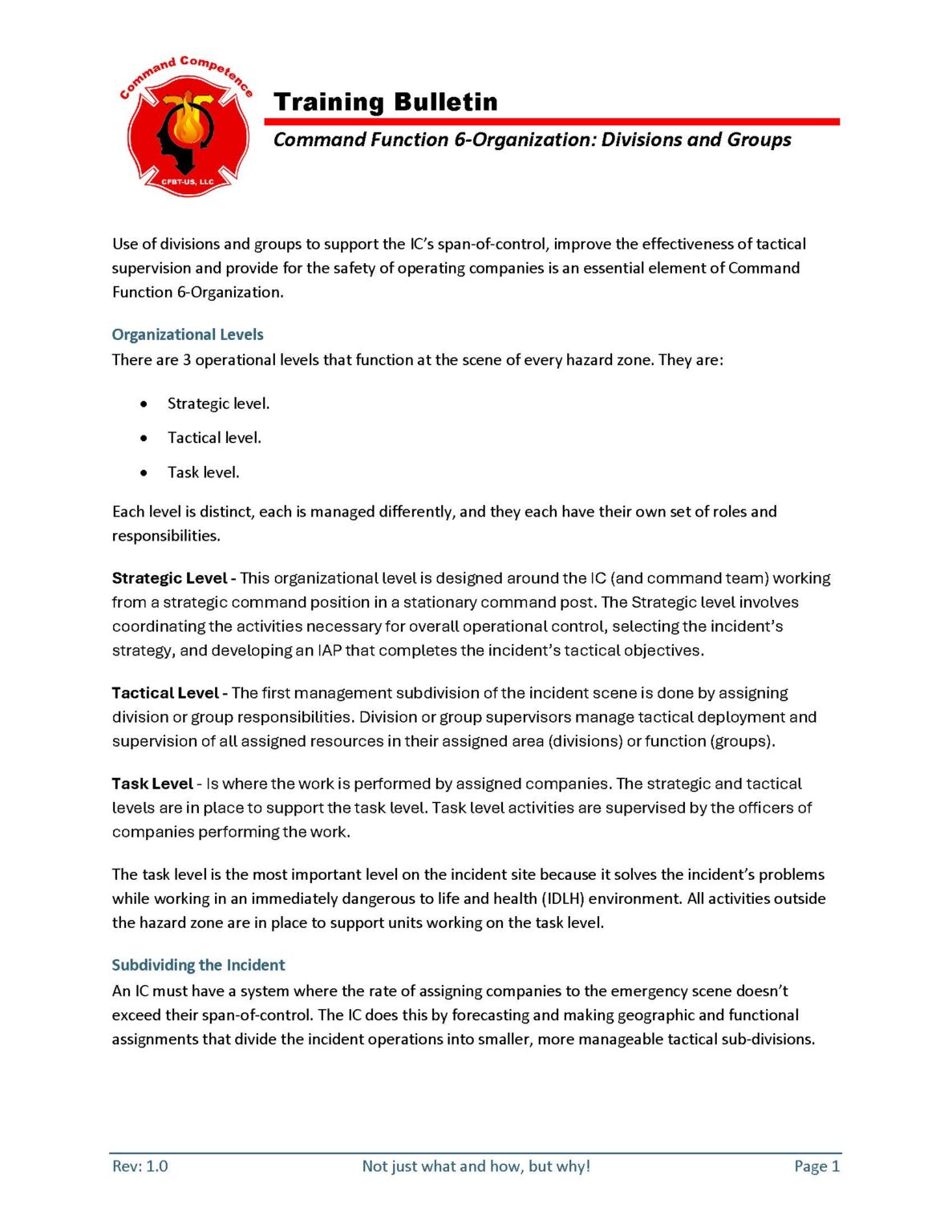Incident Organization-Divisions and Groups - Command Competence