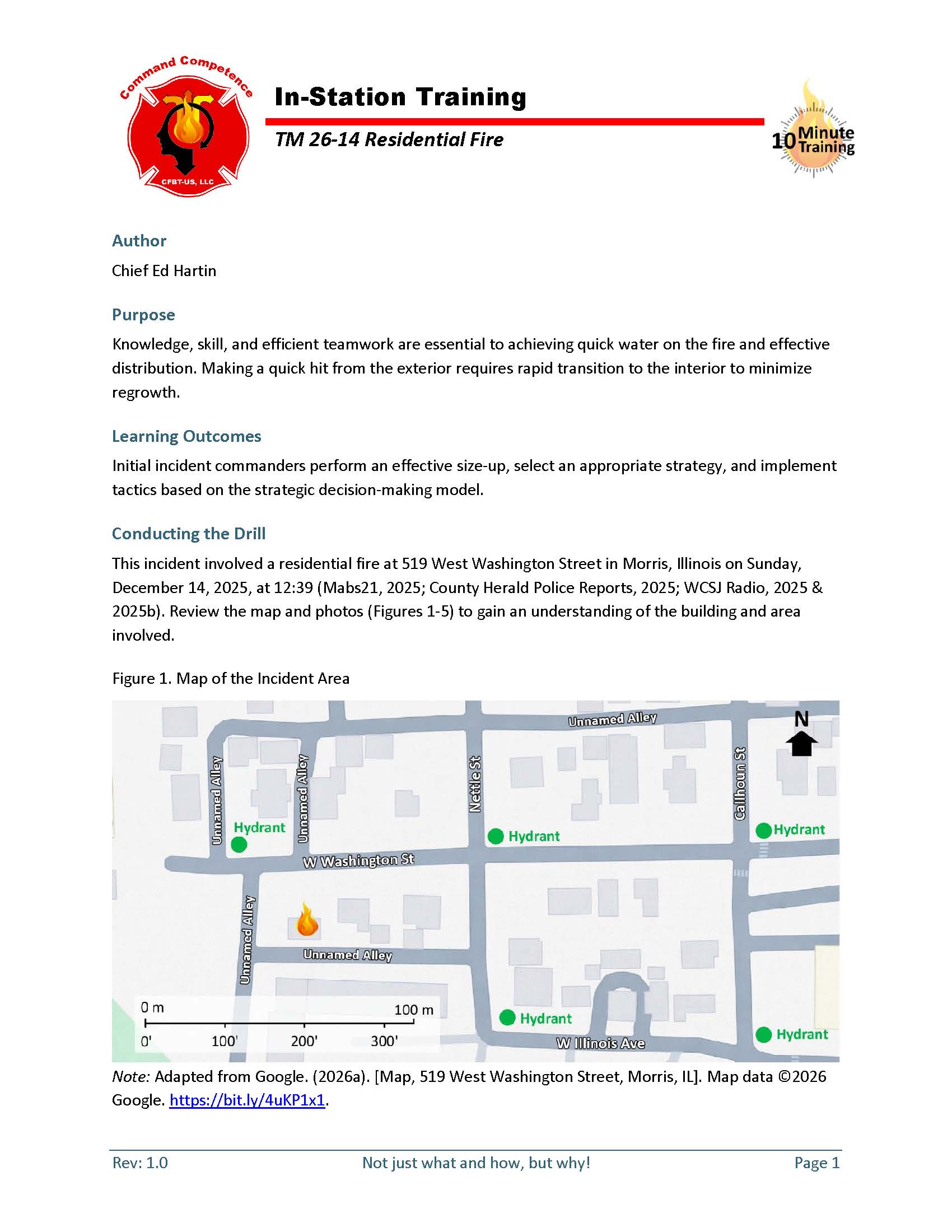 First page of TM 26-14 residential fire tactical decision game