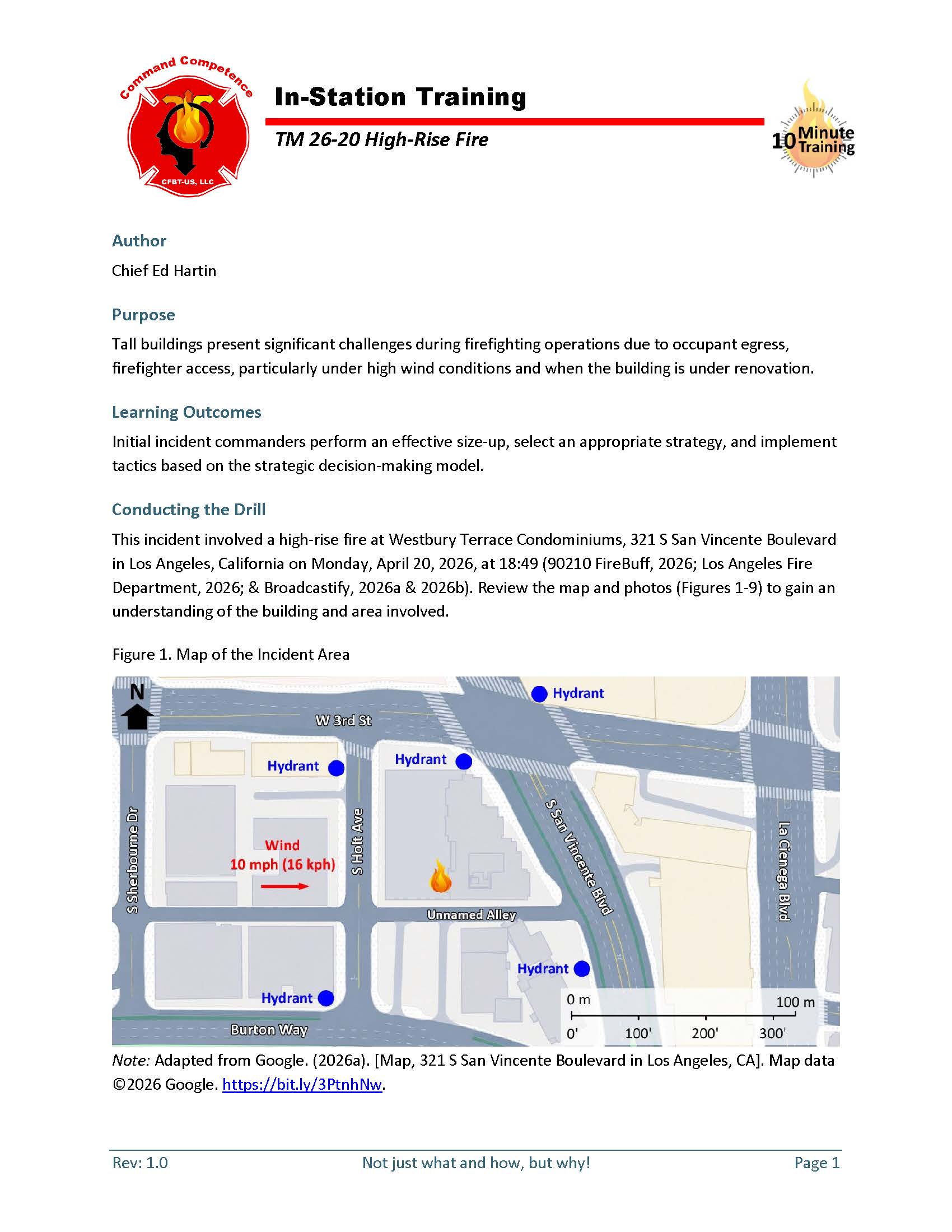 First page 10-Minute Training 26-20 High-Rise Fire Tactical Decision Game