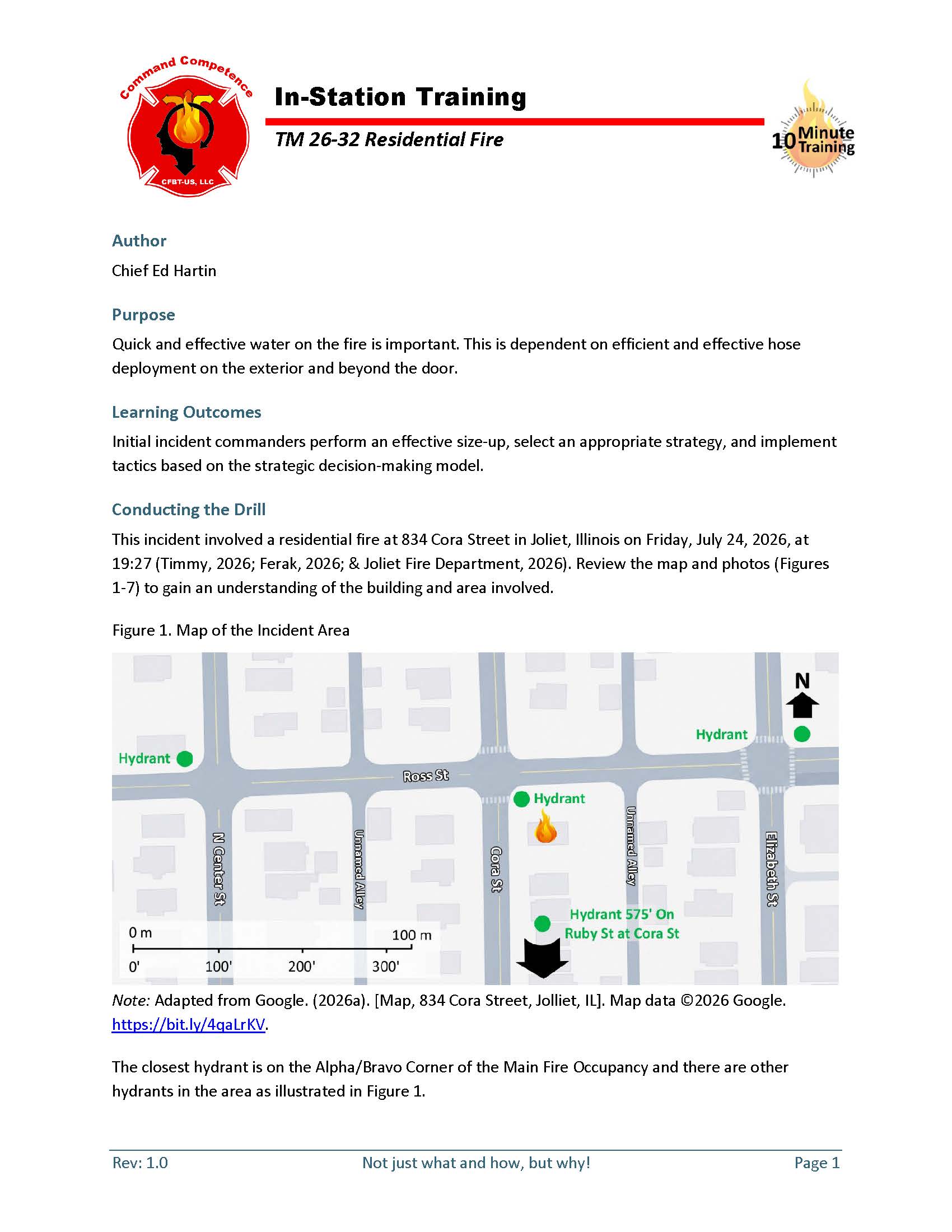 First page of 10-Minute Training 26-32 Residential Fire Tactical Decision Game